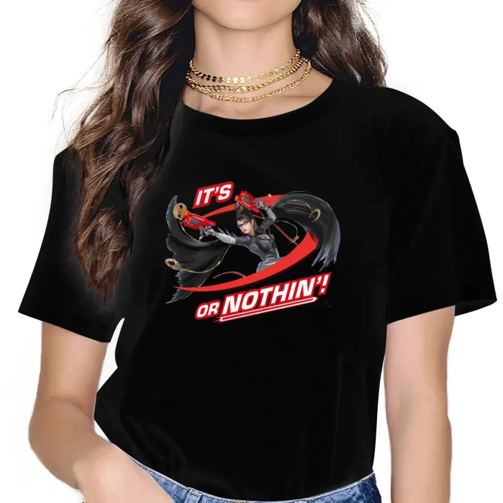 Vintage It s Or Nothin T Shirts for Women Round Neck T Shirts Bayonetta Short Sleeve - Bayonetta Merch